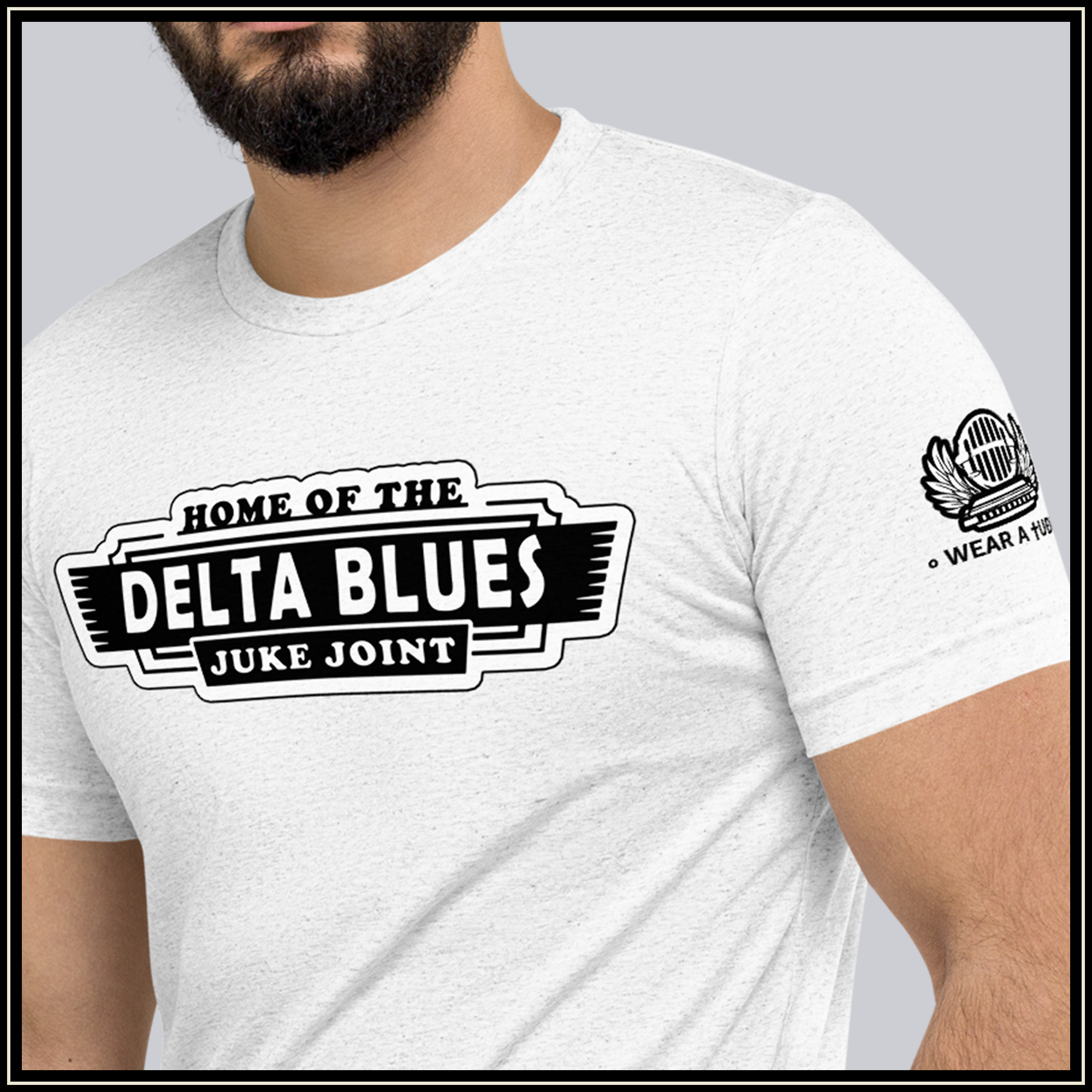 Slick DELTA BLUES Juke Joint Short sleeve t-shirt by SIB.BLING RIVALRY. Comfortable shirt for the blues player. Show your blues loyalty in this smooth looking gear.
