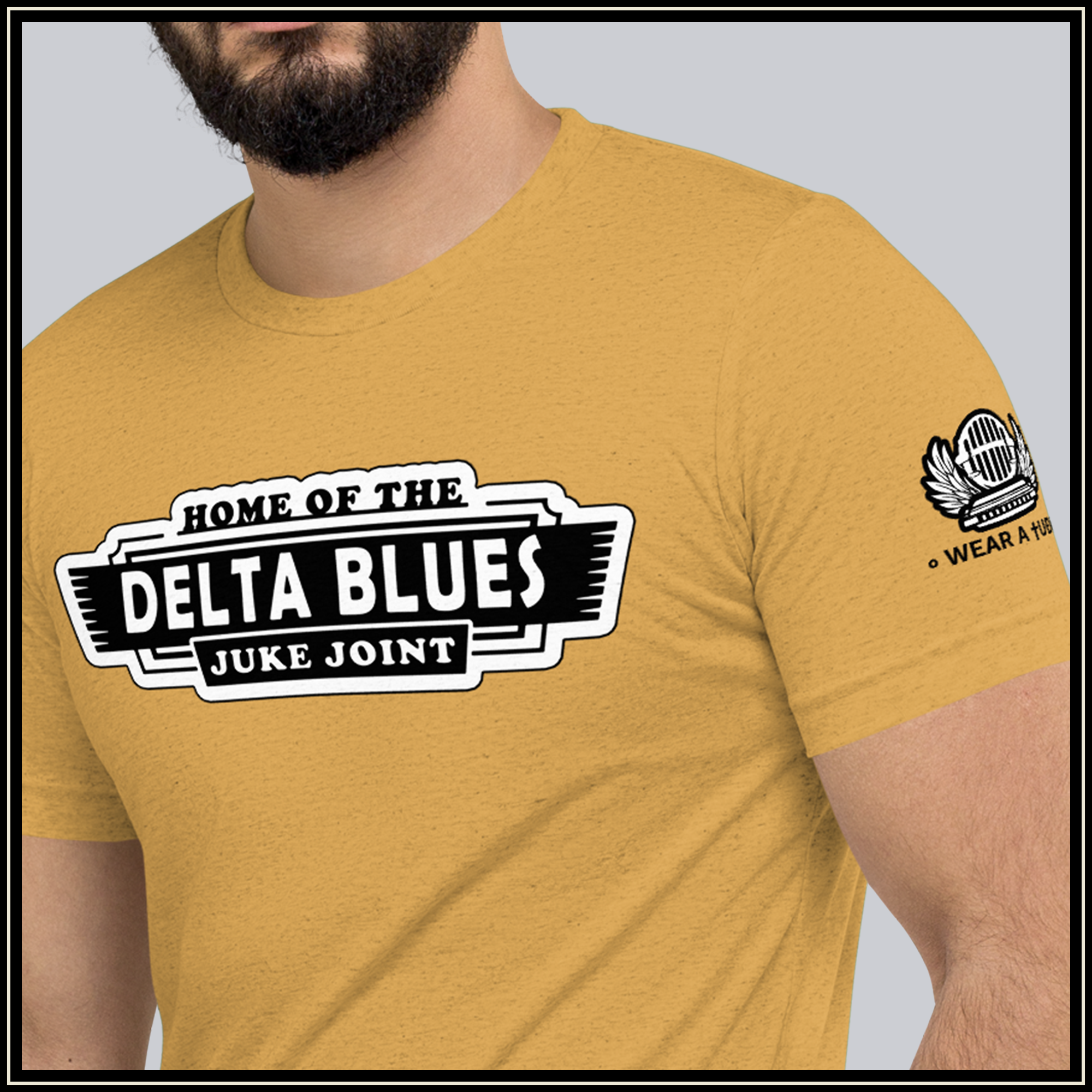 Slick DELTA BLUES Juke Joint Short sleeve t-shirt by SIB.BLING RIVALRY. Comfortable shirt for the blues player. Show your blues loyalty in this smooth looking gear.