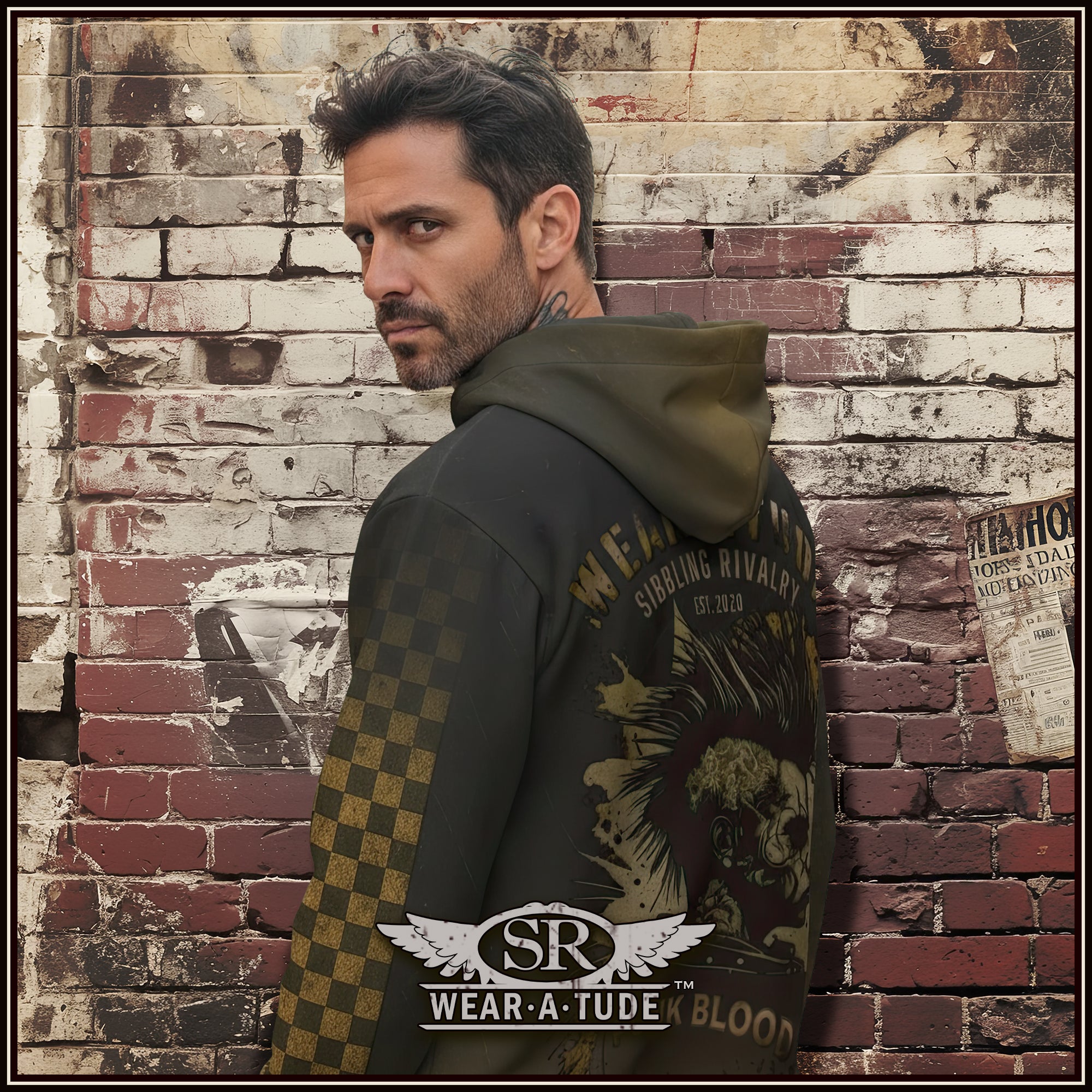 Punk Blood, Checker arm print, Unisex zip hoodie