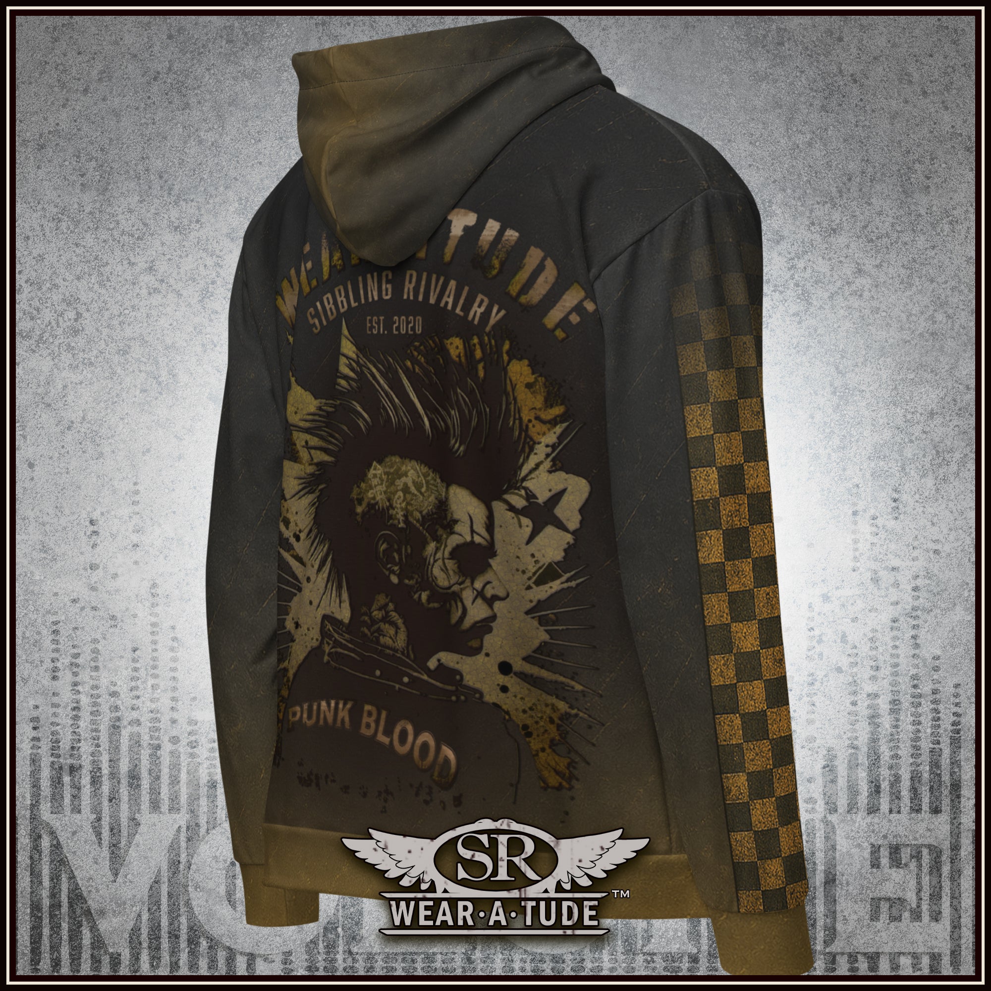 Punk Blood, Checker arm print, Unisex zip hoodie