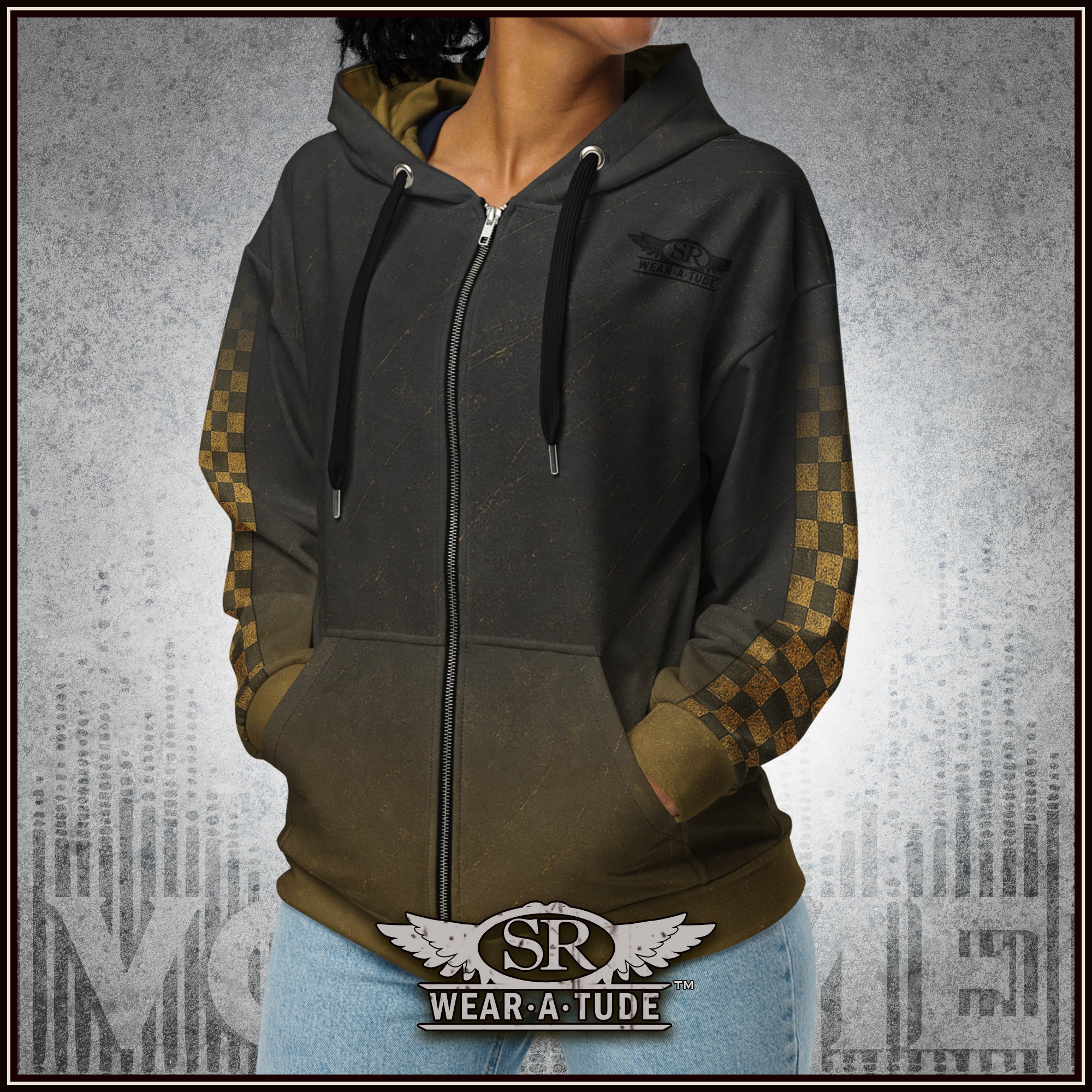 Punk Blood, Checker arm print, Unisex zip hoodie