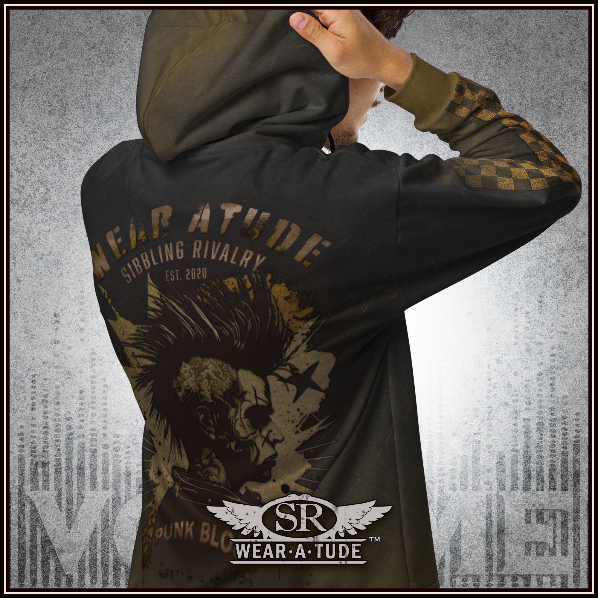 Punk Blood, Checker arm print, Unisex zip hoodie