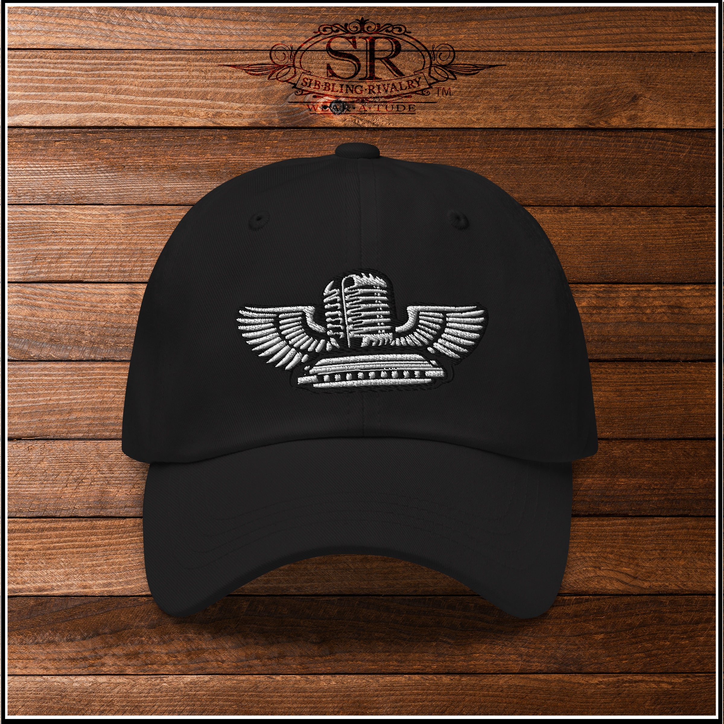 Winged Harmonica ball cap, Blues player hat, Quality embroidery design
