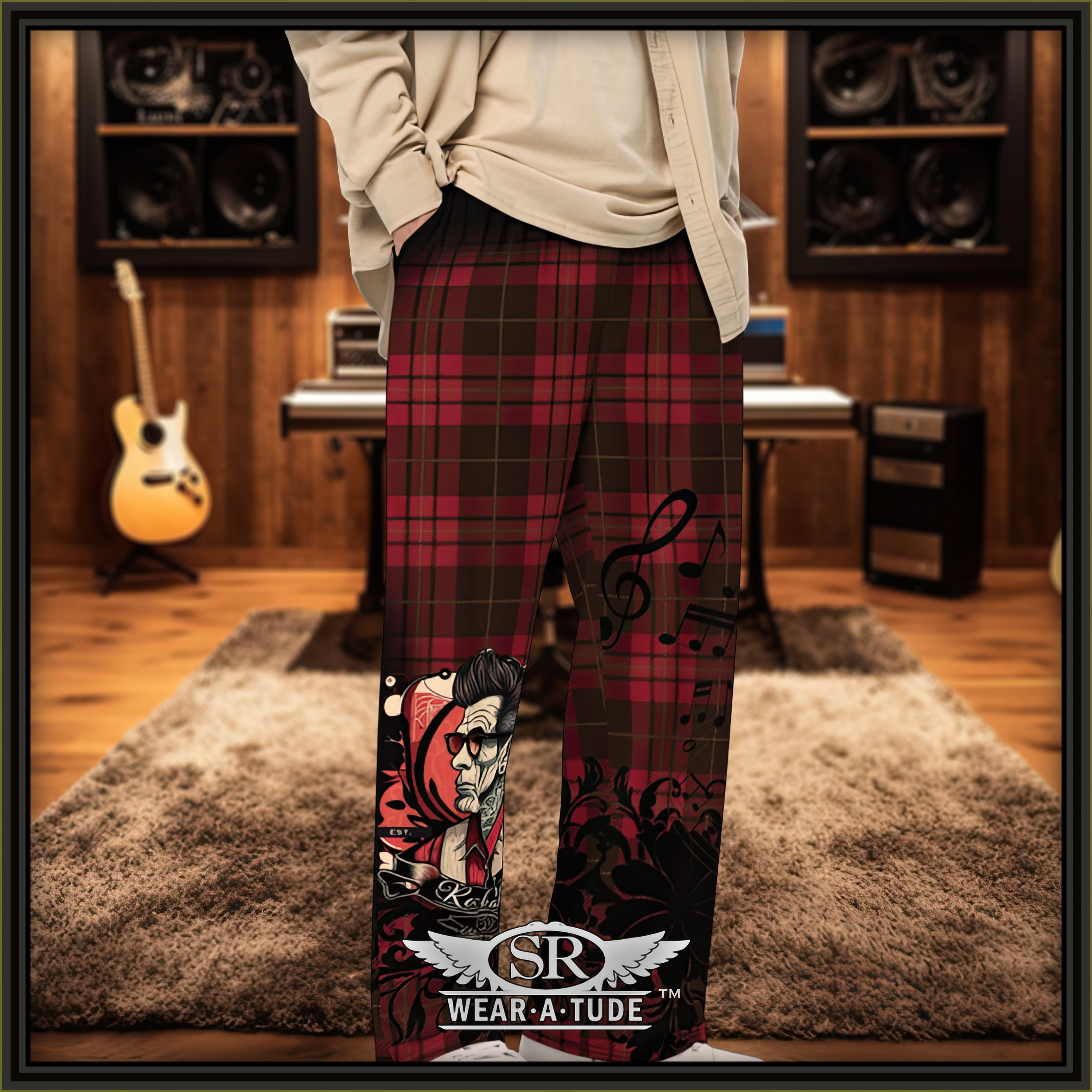 Rockabilly Joe, our wide leg Lounge Pants – a unisex garment that seamlessly merges comfort with the spirit of Rockabilly style. The red and black plaid pattern is a true throwback of comfort and the Rockabilly Joe decal shows off your style.