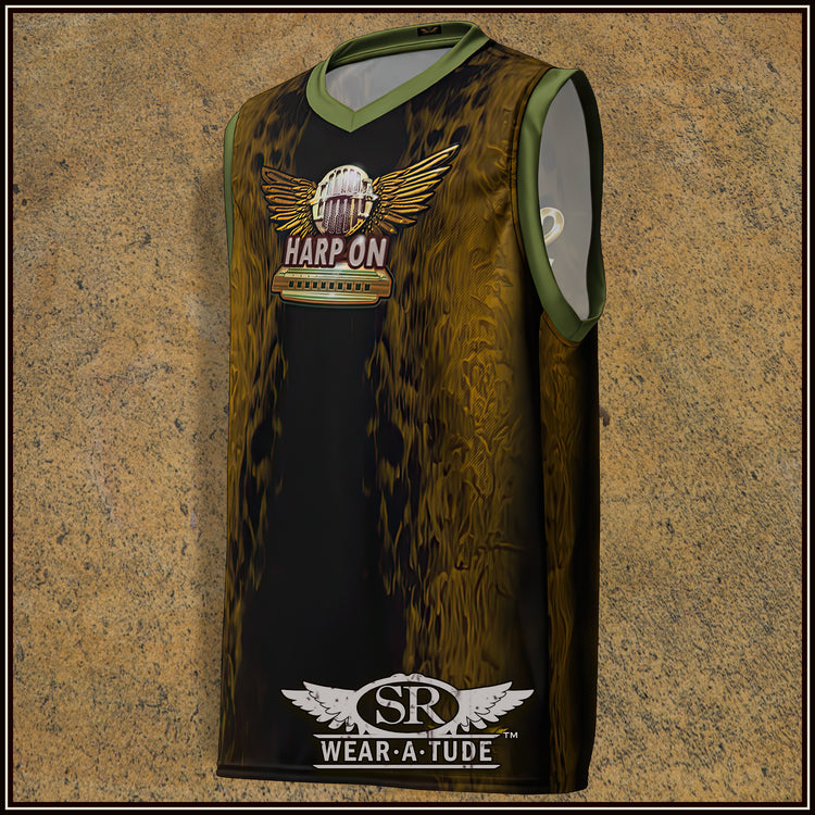 Stay Gold & Harp On Recycled unisex basketball jersey - SIB.BLING RIVALRY