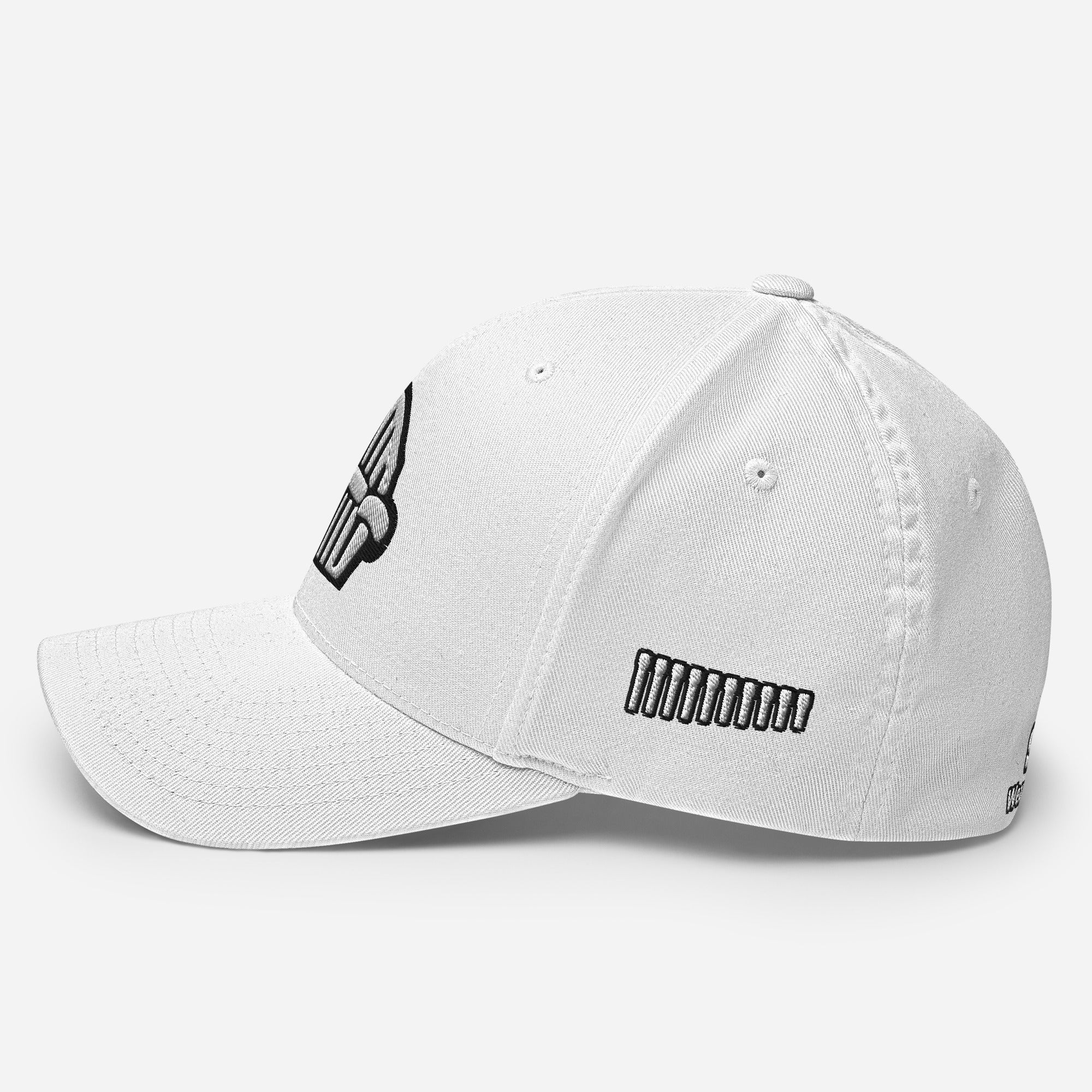 Harp Mic White - 4 Sided Embroidery Closed Back Cap