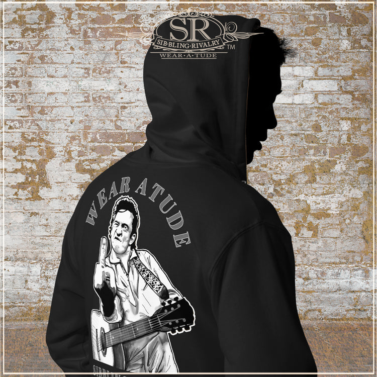 JOHNNY CASH ATTITUDE Unisex fleece zip up hoodie - SIB.BLING RIVALRY