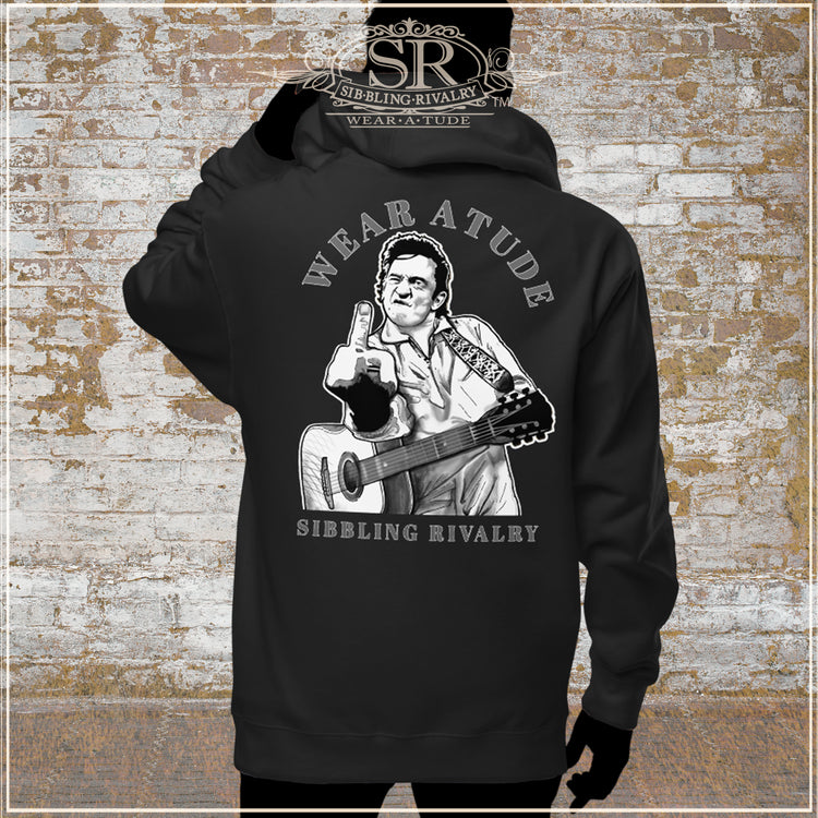 JOHNNY CASH ATTITUDE Unisex fleece zip up hoodie - SIB.BLING RIVALRY