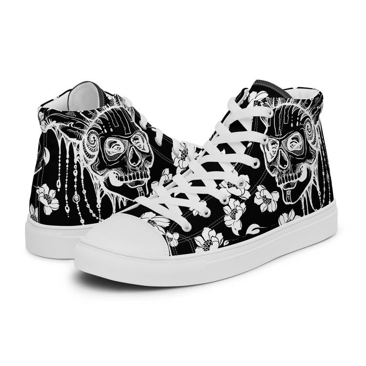 SKULL & BLOSSOM ~ SR Women’s high top shoes - SIB.BLING RIVALRY