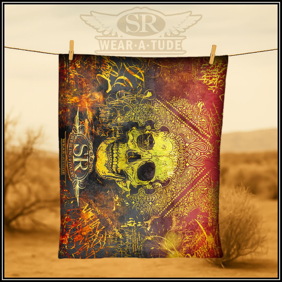 ORANGE GRUNGE SKULL ~ SR Chair Throw Blanket - SIB.BLING RIVALRY