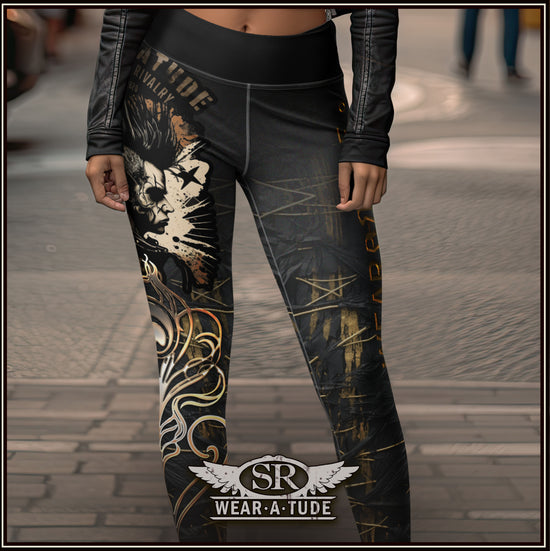 Punk Girl yoga leggings for the ultimate Punk-rock fashion ensemble. Let your style reflect your raw energy and rebellious spirit of Punk-Rock. Let your Wear Atude show with SibBling Rivalry Design Streetwear.