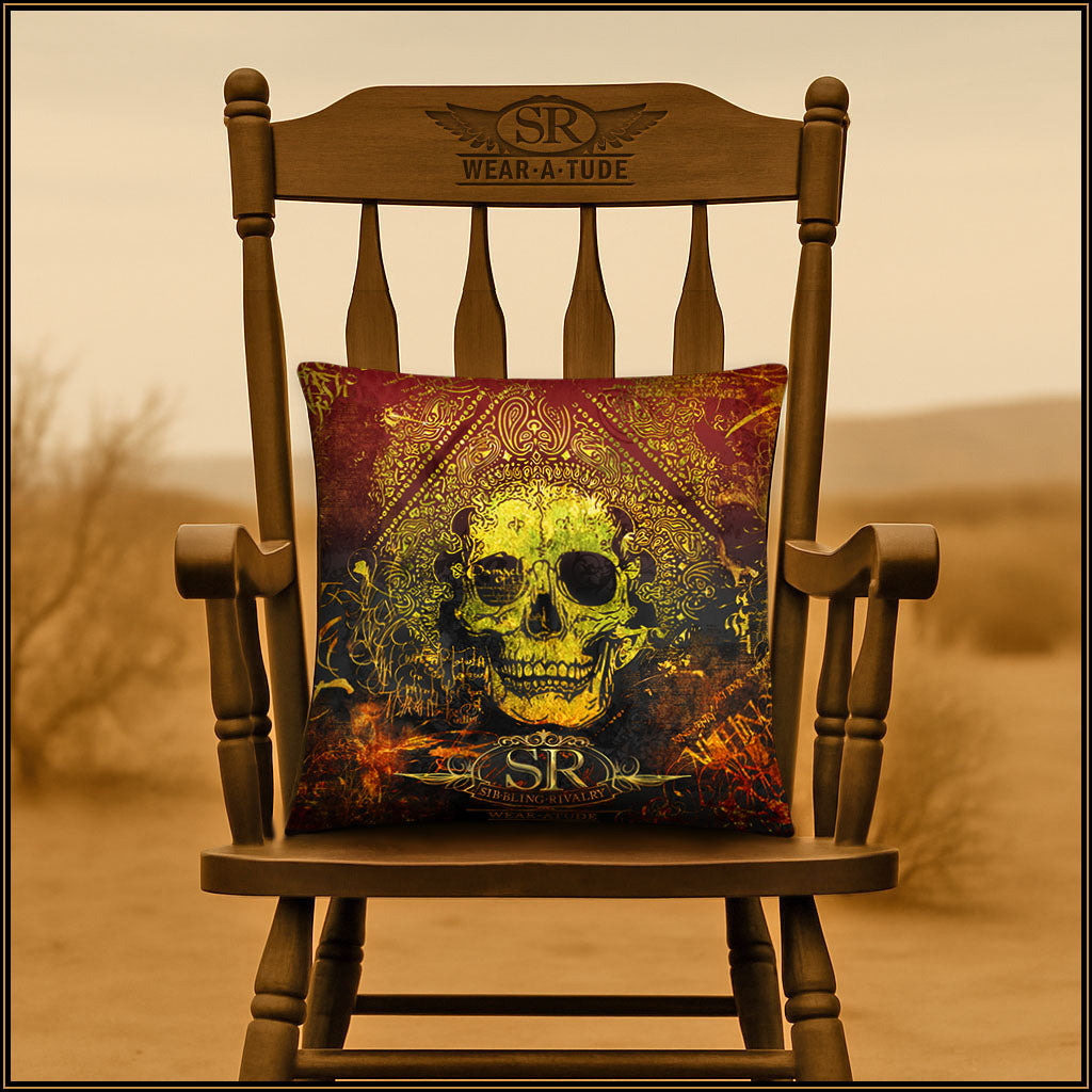 ORANGE GRUNGE SKULL ~ SR Big Puffy Pillow - SIB.BLING RIVALRY