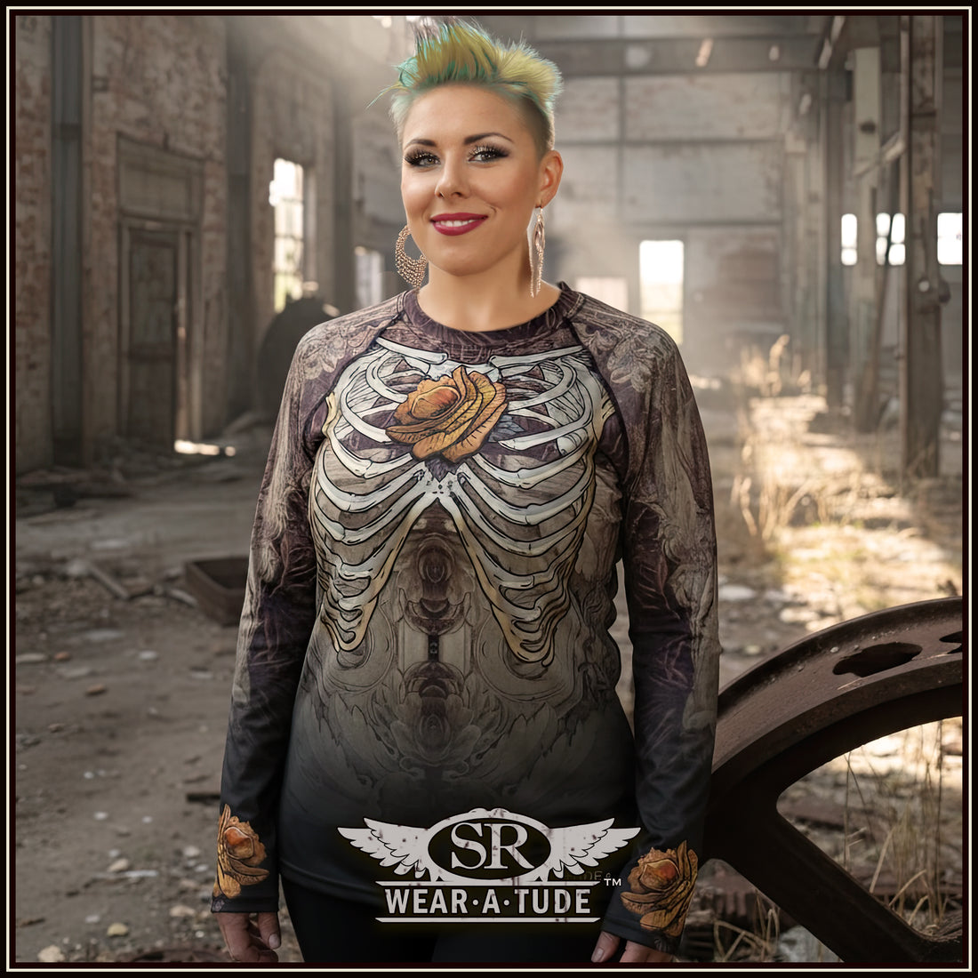 women’s skeleton rashguard top