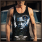 Folsom Prison Blues. Grunge Johnny Cash tank t-shirt design.he legendary Johnny Cash and the iconic Folsom Prison Blues. This has a vintage distressed finish of bronze and blue with a graffiti-inspired portraiture. Perfect for lovers of classic rock and country music.