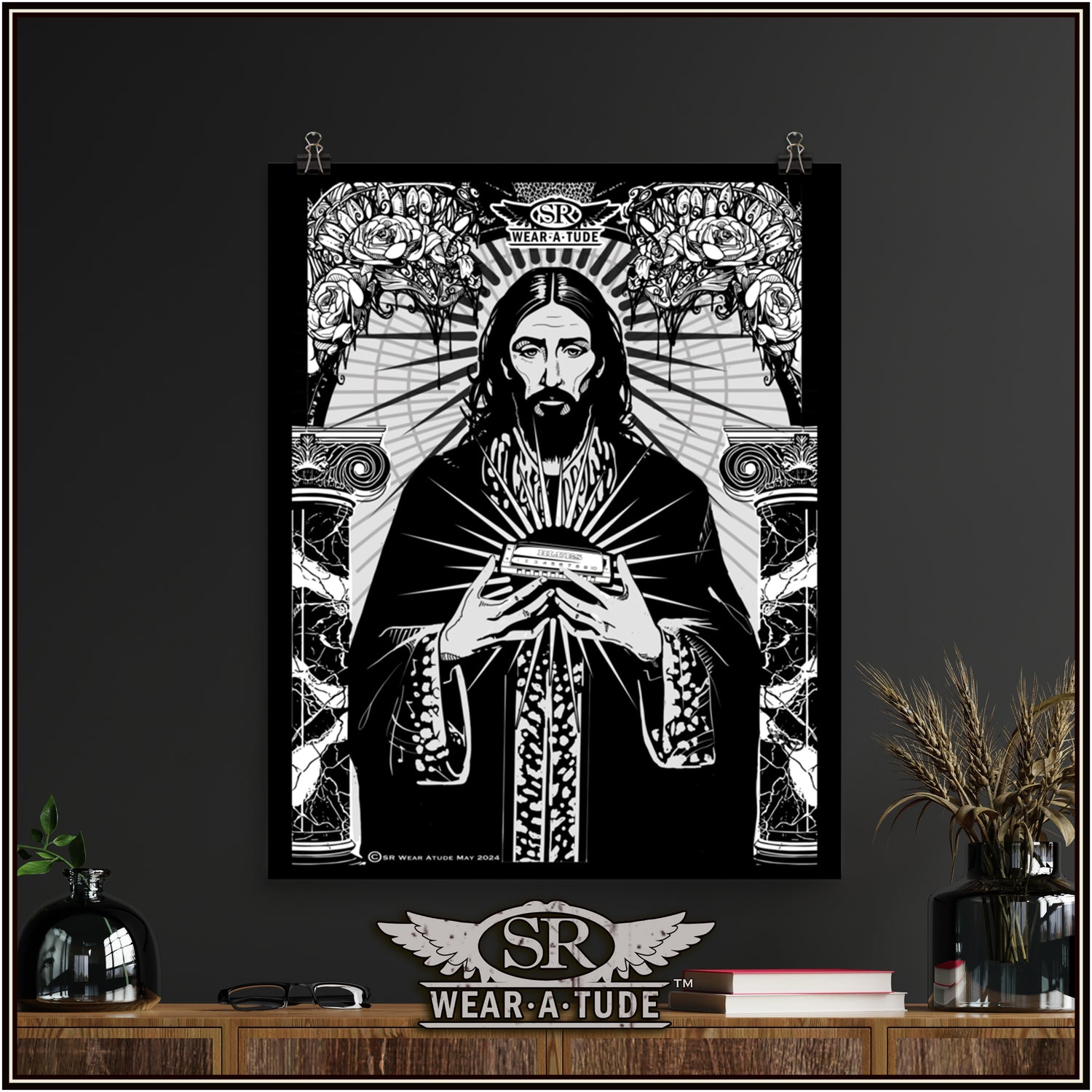 Harmonica Apostle, B&amp;W SR Poster
