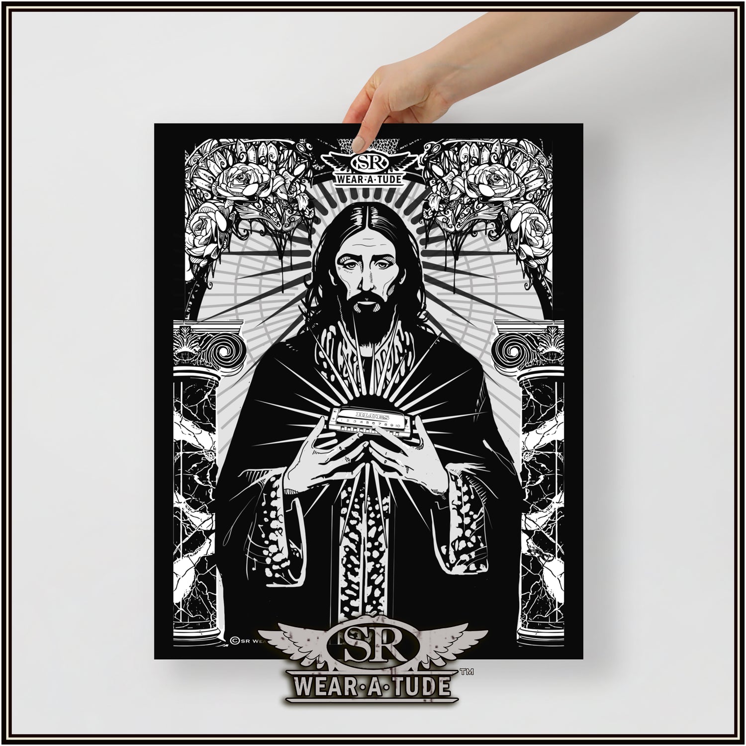 Harmonica Apostle, B&amp;W SR Poster