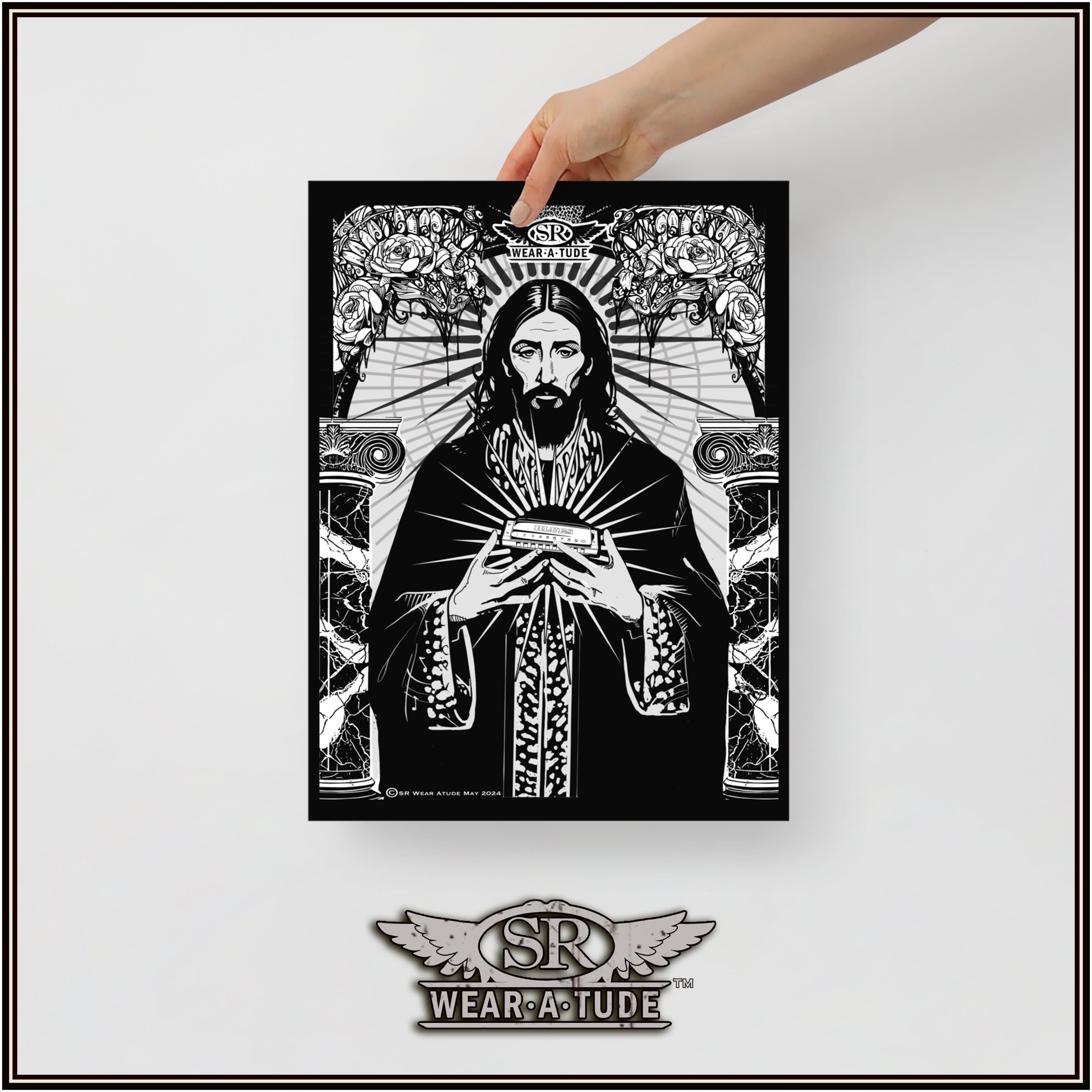 Harmonica Apostle, B&amp;W SR Poster