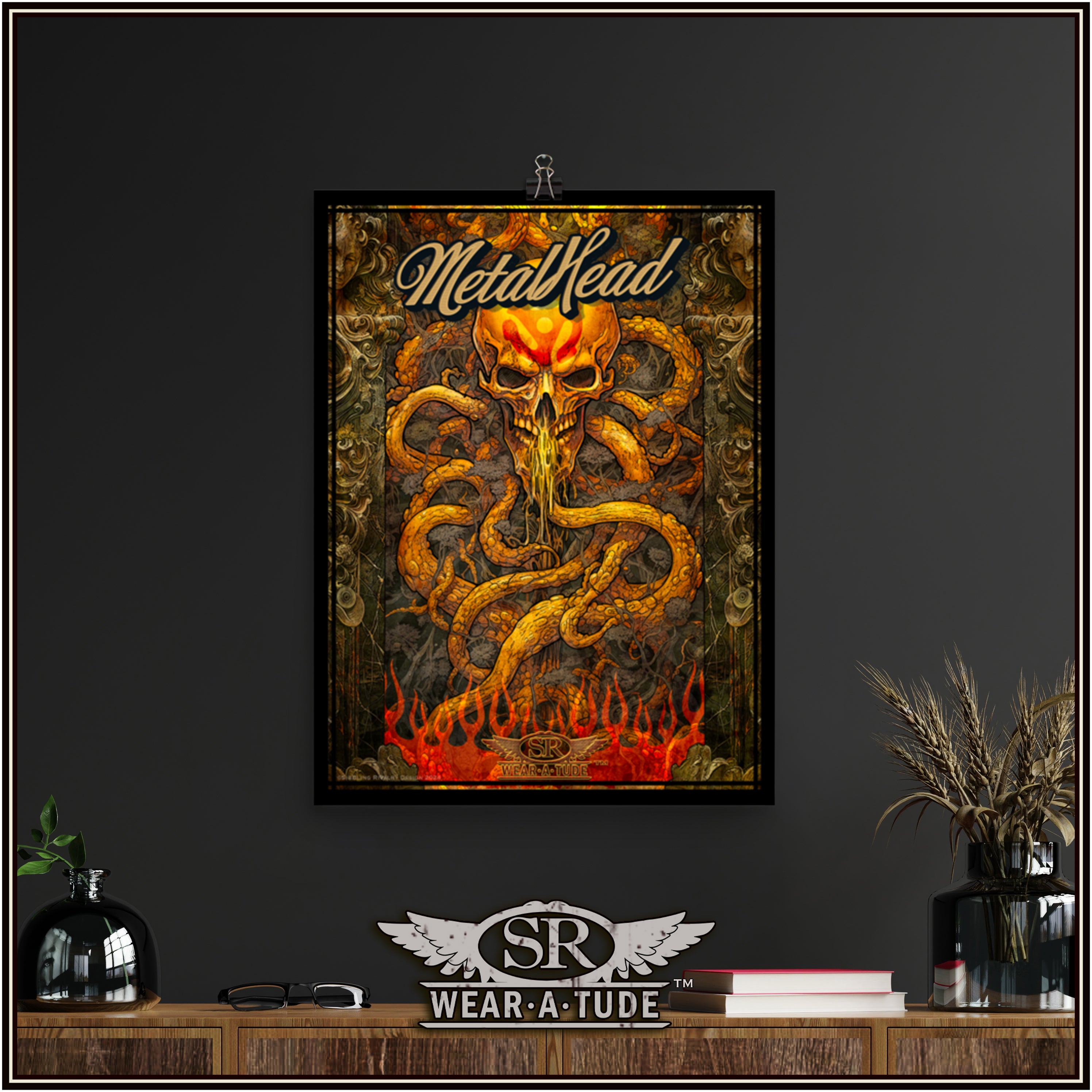 Art by Sib.Bling Rivalry Design. Looking for a metal-rock print for your music room? This high-resolution image featuring a skull with tentacles trimmed with intricate marble pillars will look epic on any wall.&lt;br&gt;Our museum-quality posters are made on thick matte paper. Add a wonderful accent to your room and office with these quality posters from SR Wear Atude.
