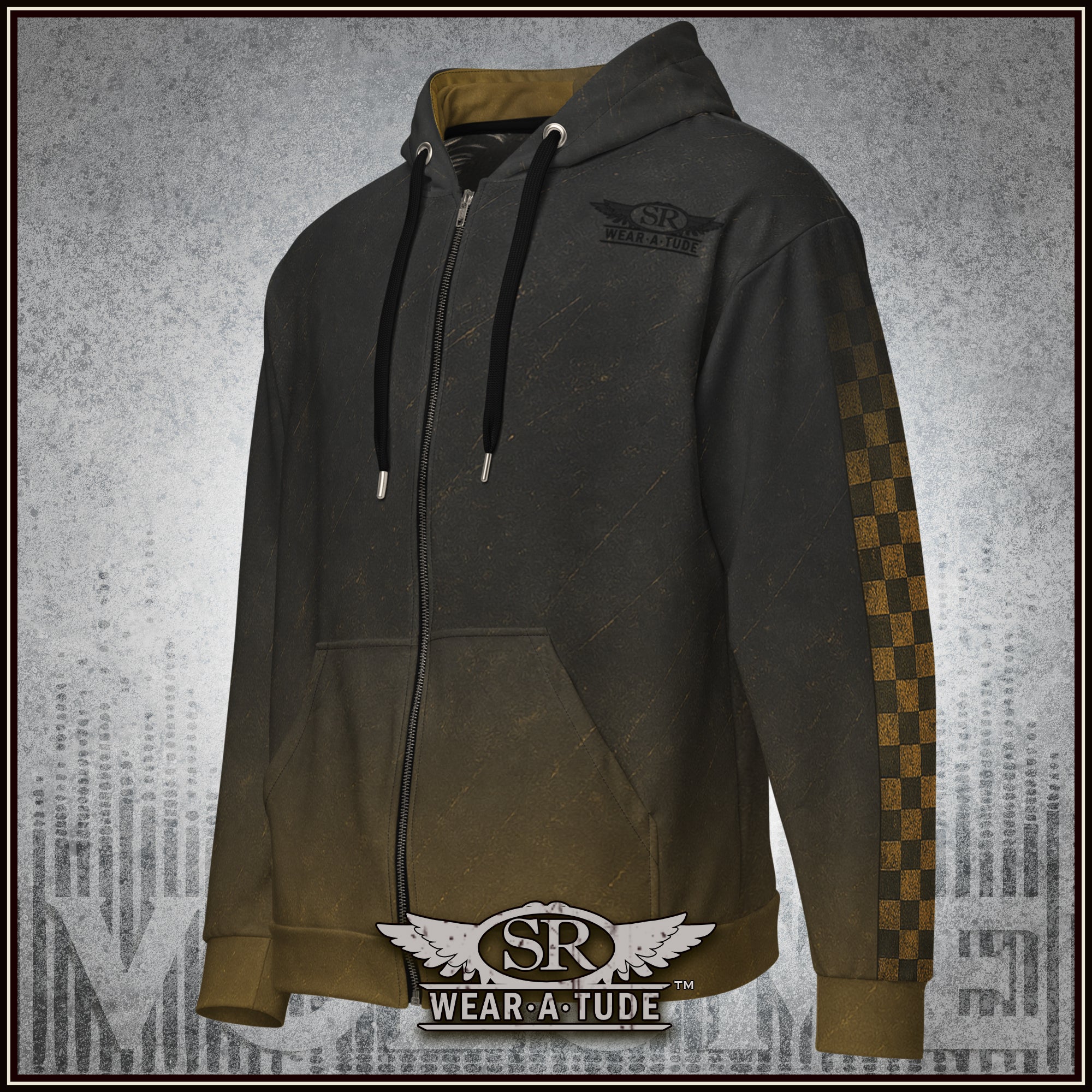 Punk Blood, Checker arm print, Unisex zip hoodie