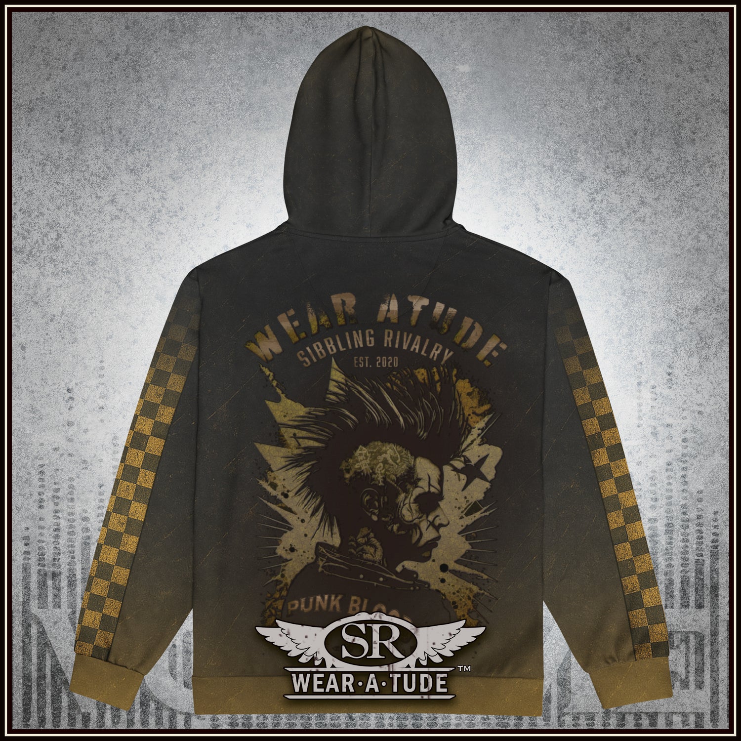 Punk Blood, Checker arm print, Unisex zip hoodie