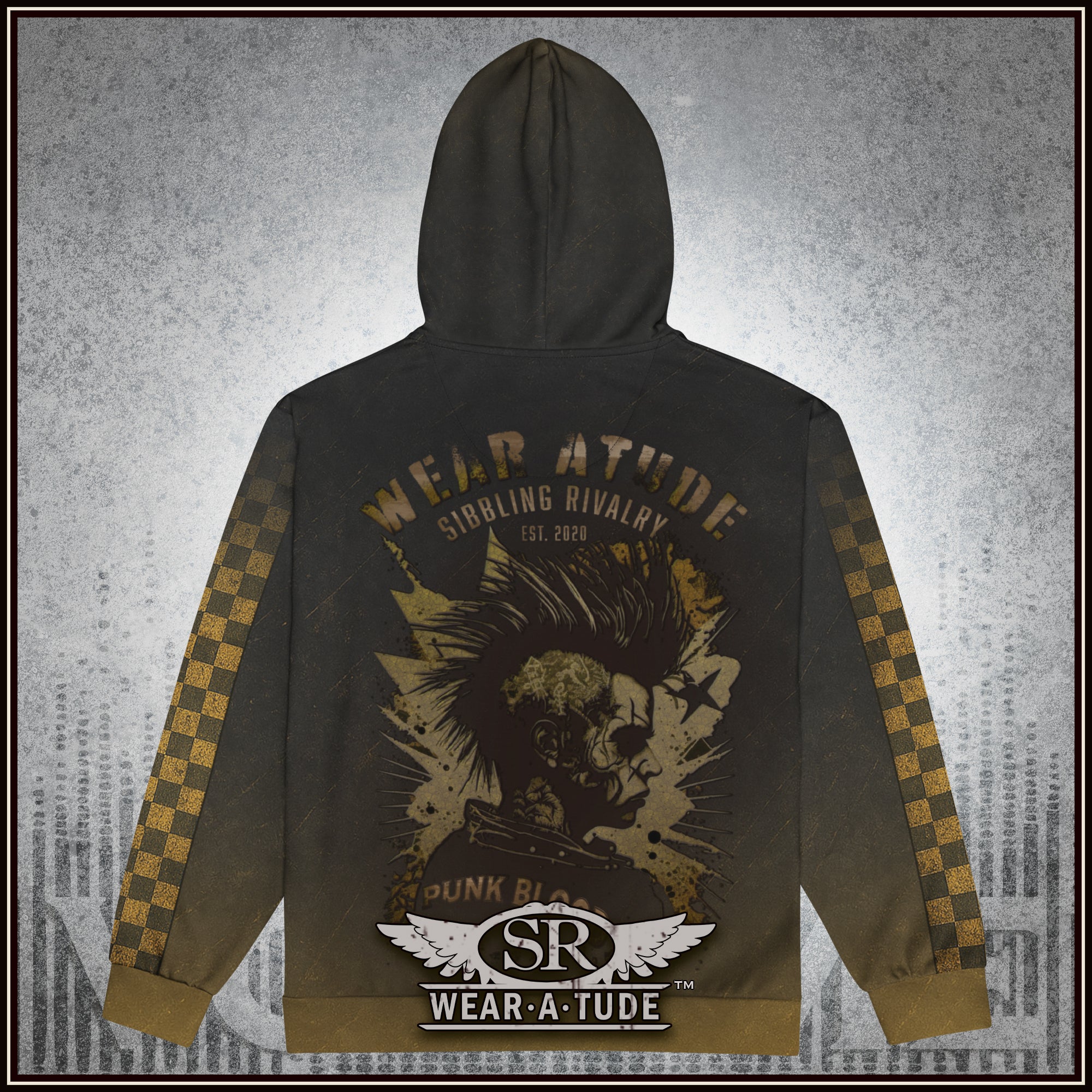 Punk Blood, Checker arm print, Unisex zip hoodie