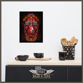 Looking for that slick classic rock and roll art for your music room? This high-resolution image of roses and a guitar on a black isolated background trimmed with our signature intricate style of skull and bone filigree will look epic on any wall. Our museum-quality posters are made on thick matte paper. Add a wonderful accent to your room and office with these quality posters from SR Wear Atude.