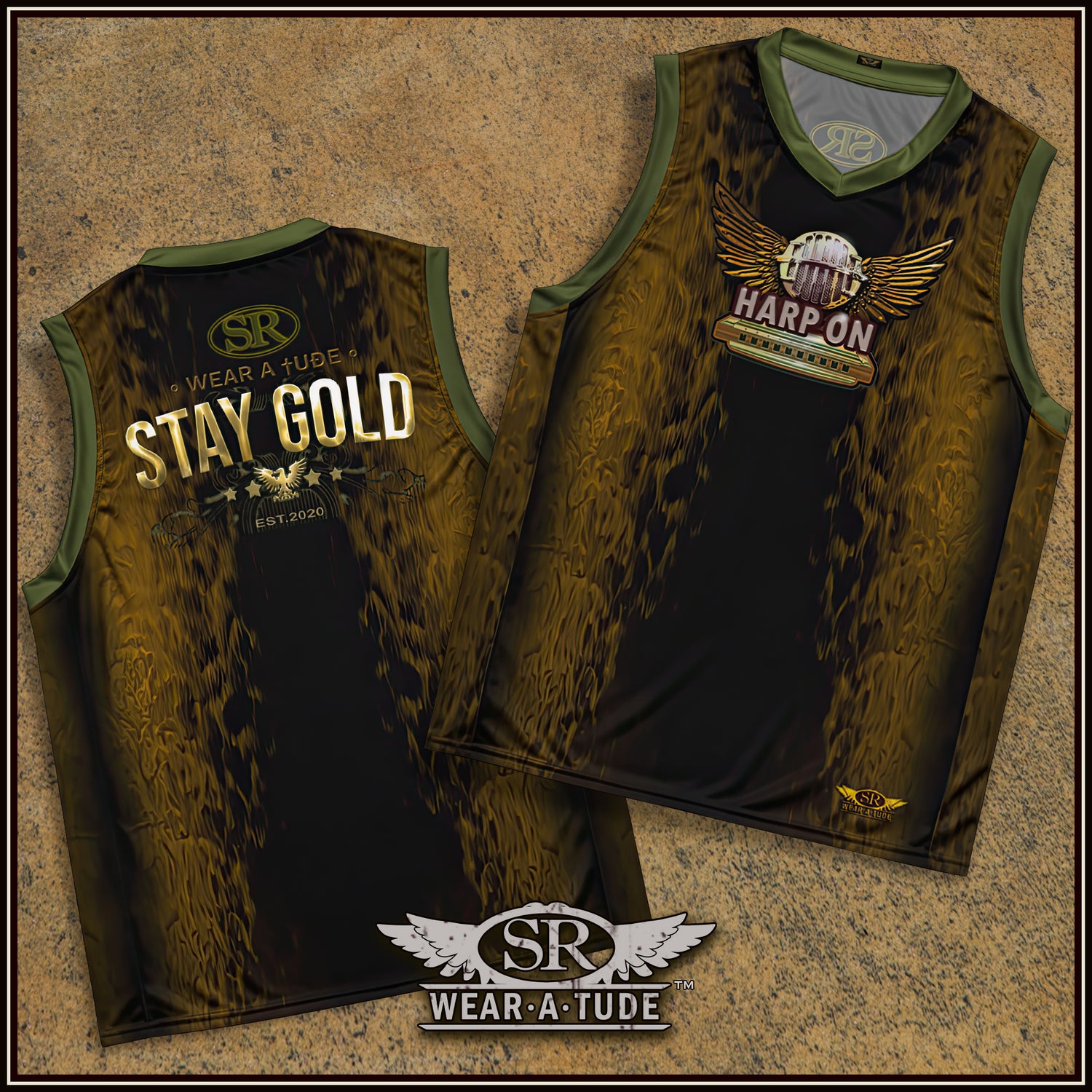 Stay Gold & Harp On Recycled unisex basketball jersey - SIB.BLING RIVALRY