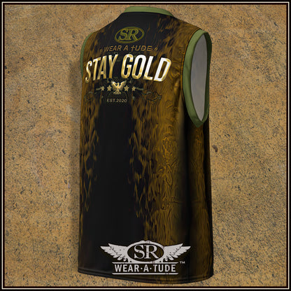 Stay Gold &amp; Harp On Recycled unisex basketball jersey - SIB.BLING RIVALRY