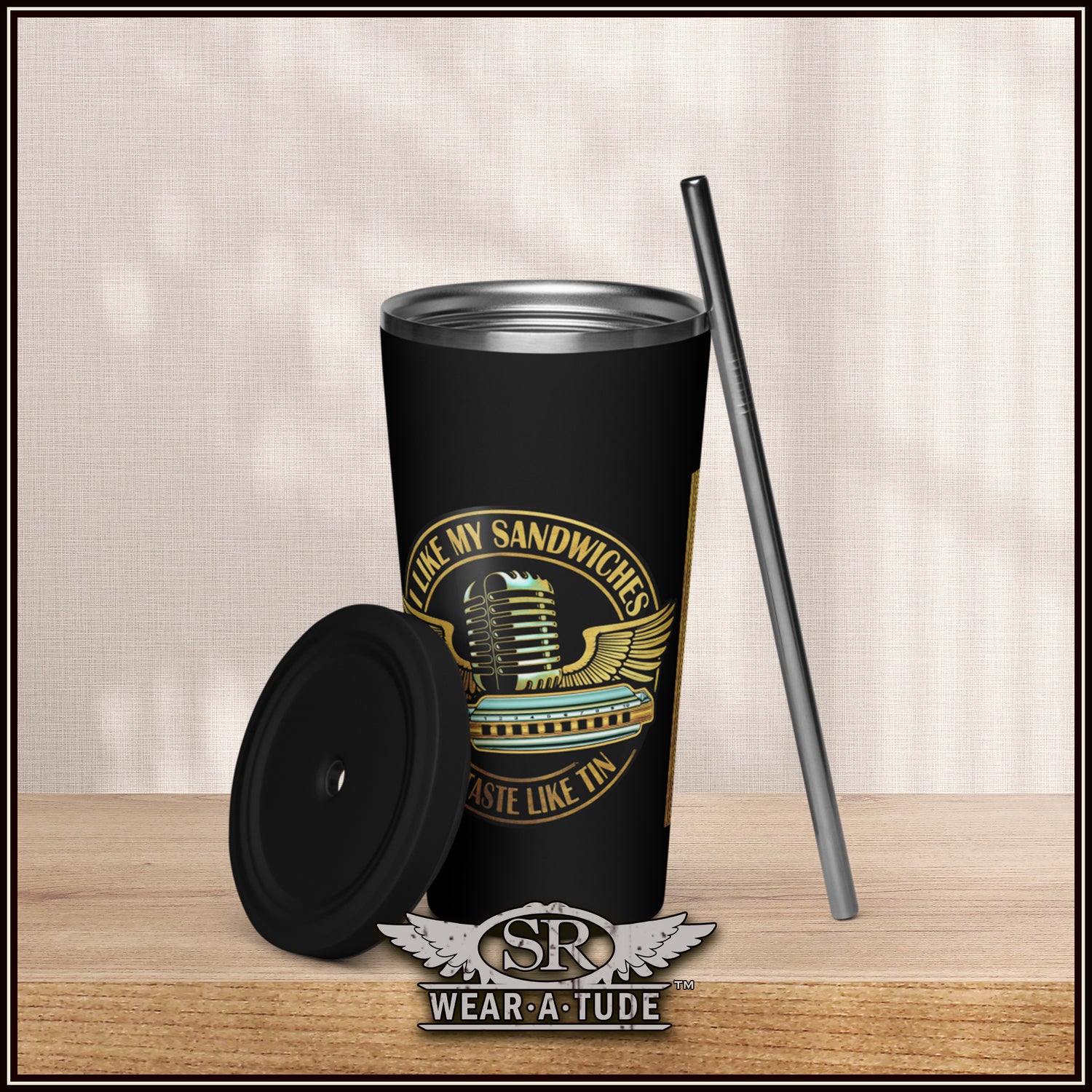 Tin Sandwich Insulated tumbler with a straw
