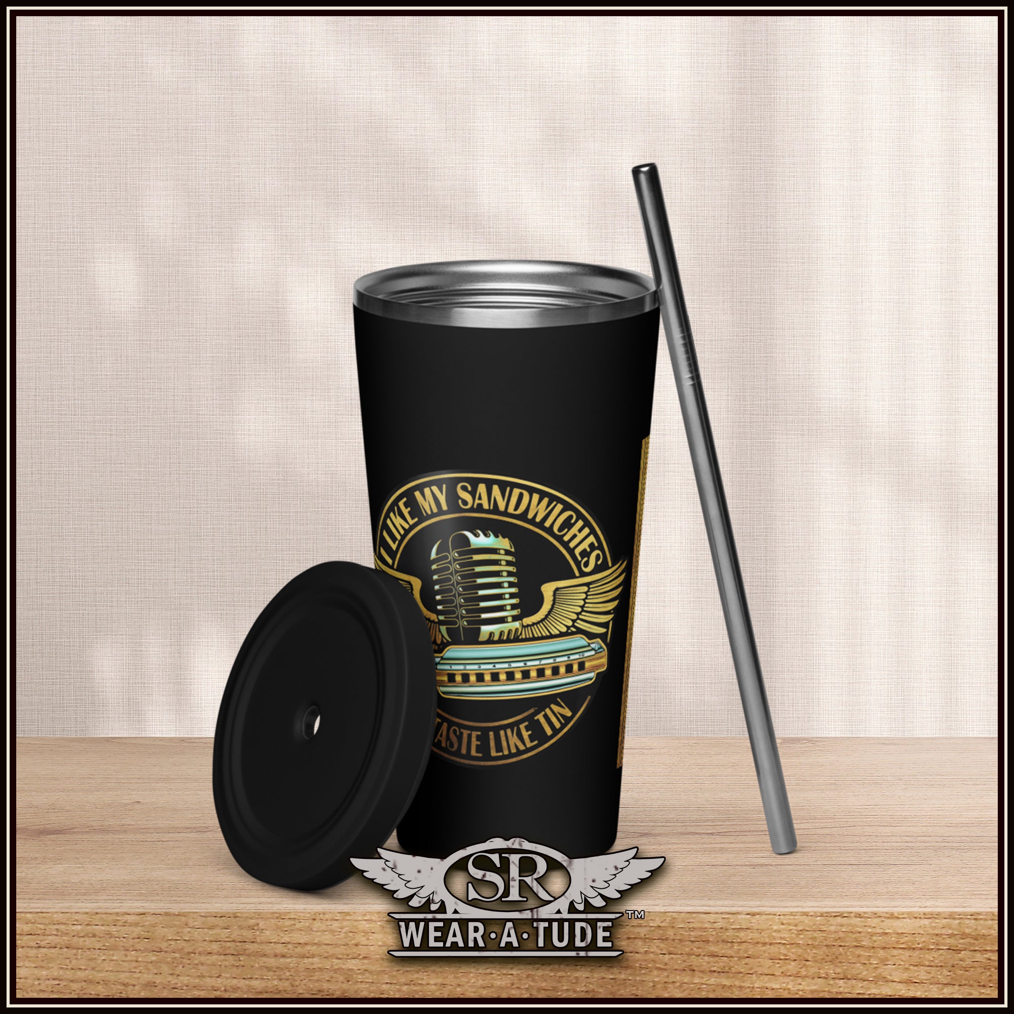 Tin Sandwich Insulated tumbler with a straw
