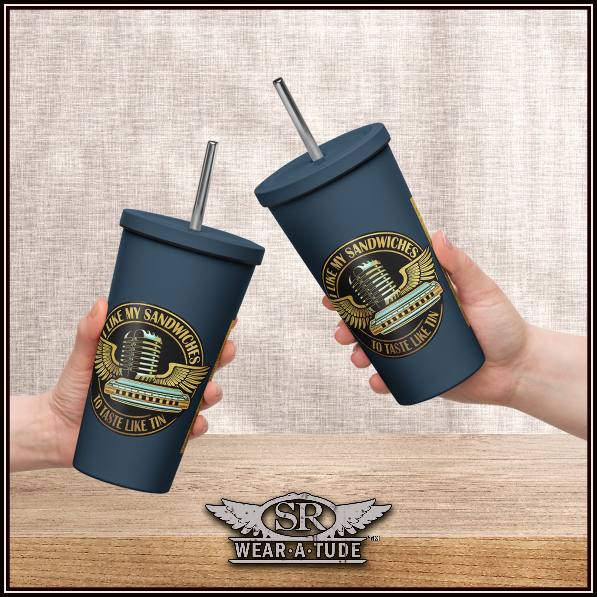 Tin Sandwich Insulated tumbler with a straw