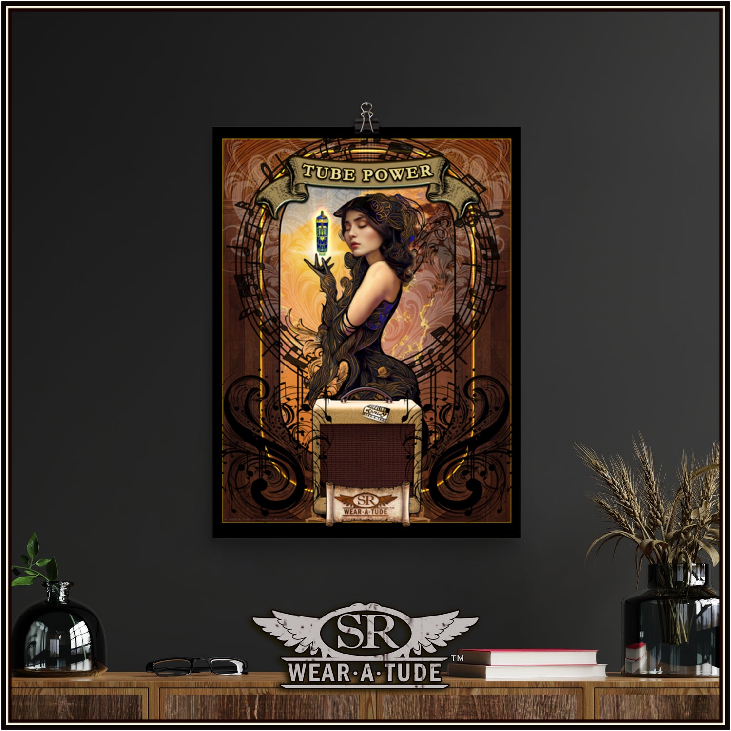 Looking for a vintage style of old-world art? Sib.Bling Rivalry Design has created that look just for you. A brushed metal look with an Art Nouveau style for your home adds class to your environment. This high-resolution image featuring a skull with tentacles trimmed with intricate marble pillars will look epic on any wall.<br>Our museum-quality posters are made on thick matte paper. Add a wonderful accent to your room and office with these quality posters from SR Wear Atude.<br>