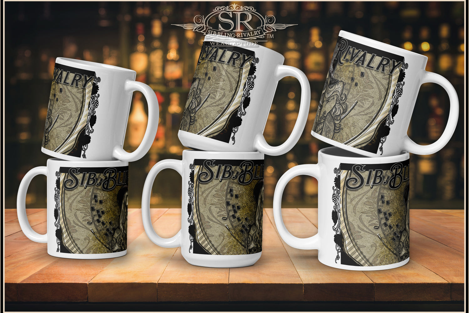 Voodoo Harmonica Girl on three sizes on white coffee mug. This is one of our most popular designs with SR Wear Atude. The old gritty parchment paper look with our skull girl will be the first mug to grab every day. Our white mugs are sturdy, glossy with a vivid print that&