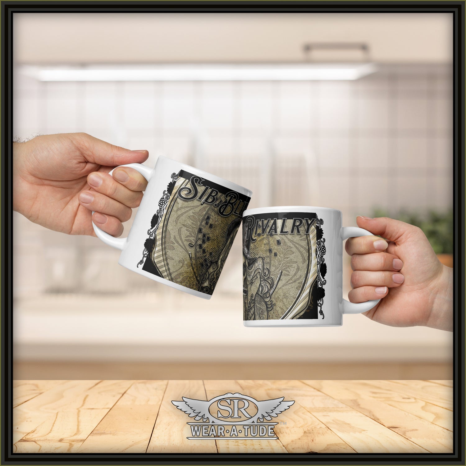 Voodoo Harmonica Girl on three sizes on white coffee mug. This is one of our most popular designs with SR Wear Atude. The old gritty parchment paper look with our skull girl will be the first mug to grab every day. Our white mugs are sturdy, glossy with a vivid print that&