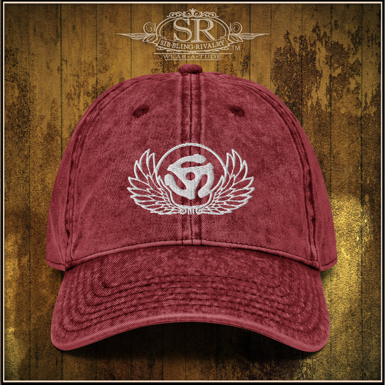 We have created our 45 Spacer logo with beautifully embroidered wings on the front of this vintage cotton twill hat , 