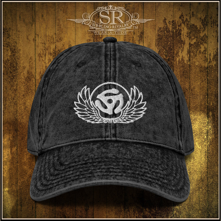 We have created our 45 Spacer logo with beautifully embroidered wings on the front of this vintage cotton twill hat , 