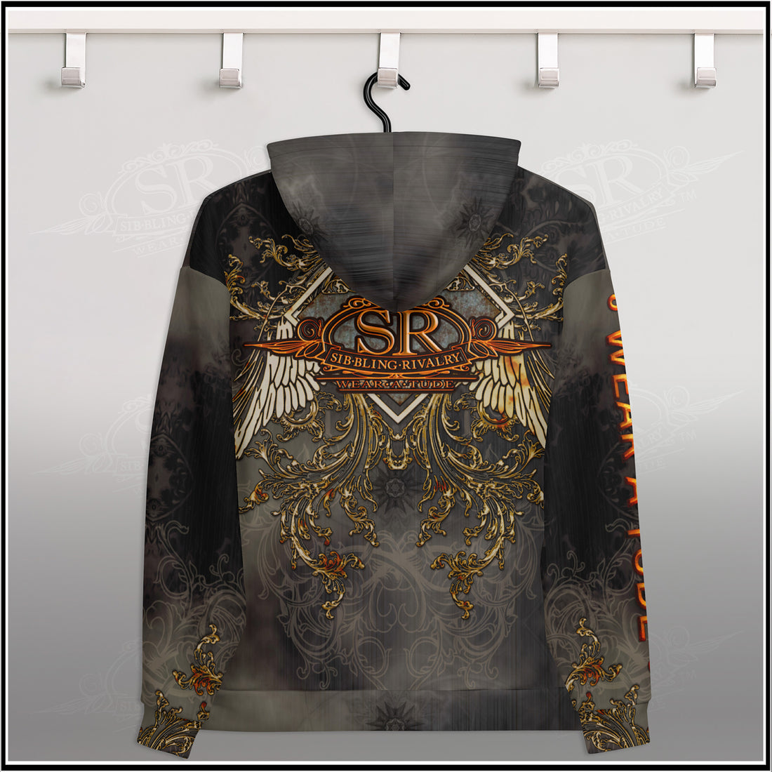 CHARCOAL &amp; RUST ~ SR Wings Unisex Hoodie - SIB.BLING RIVALRY
