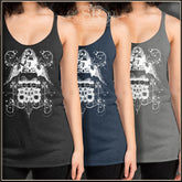 Seeing in 3D. vintage Black, Navy or heather grey with edgy rough cut edges. Tough girl design with a relaxed feel. Sib.Bling Rivalry Wear A Tude!