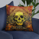 GRUNGE ORANGE SKULL ~ LG Throw Pillow - SIB.BLING RIVALRY