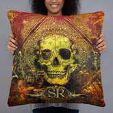 GRUNGE ORANGE SKULL ~ LG Throw Pillow - SIB.BLING RIVALRY