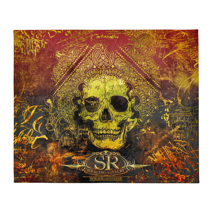 ORANGE GRUNGE SKULL ~ Throw Blanket - SIB.BLING RIVALRY