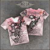 Pretty in pink! SR product depicting crowned skulls and an African Grey Parrot birds. 