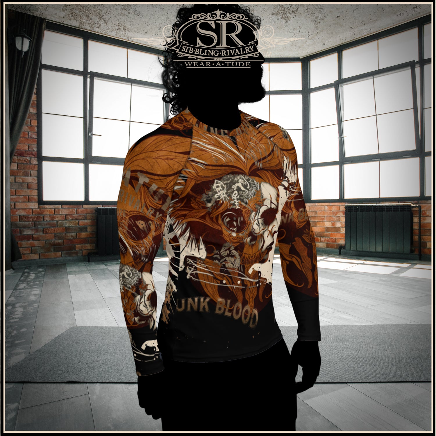 Hardcore Punk or Rock & roll shirt design, Sports shirt, Rash guard, Blood stage clothing, Unique Rocker clothes, Best rash guard designs,  Canadian artist front side design