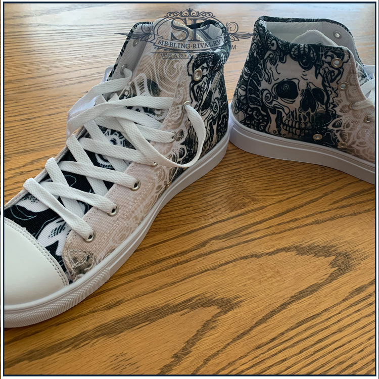SKULLATUDE ~ SR Women’s high top canvas shoes - SIB.BLING RIVALRY