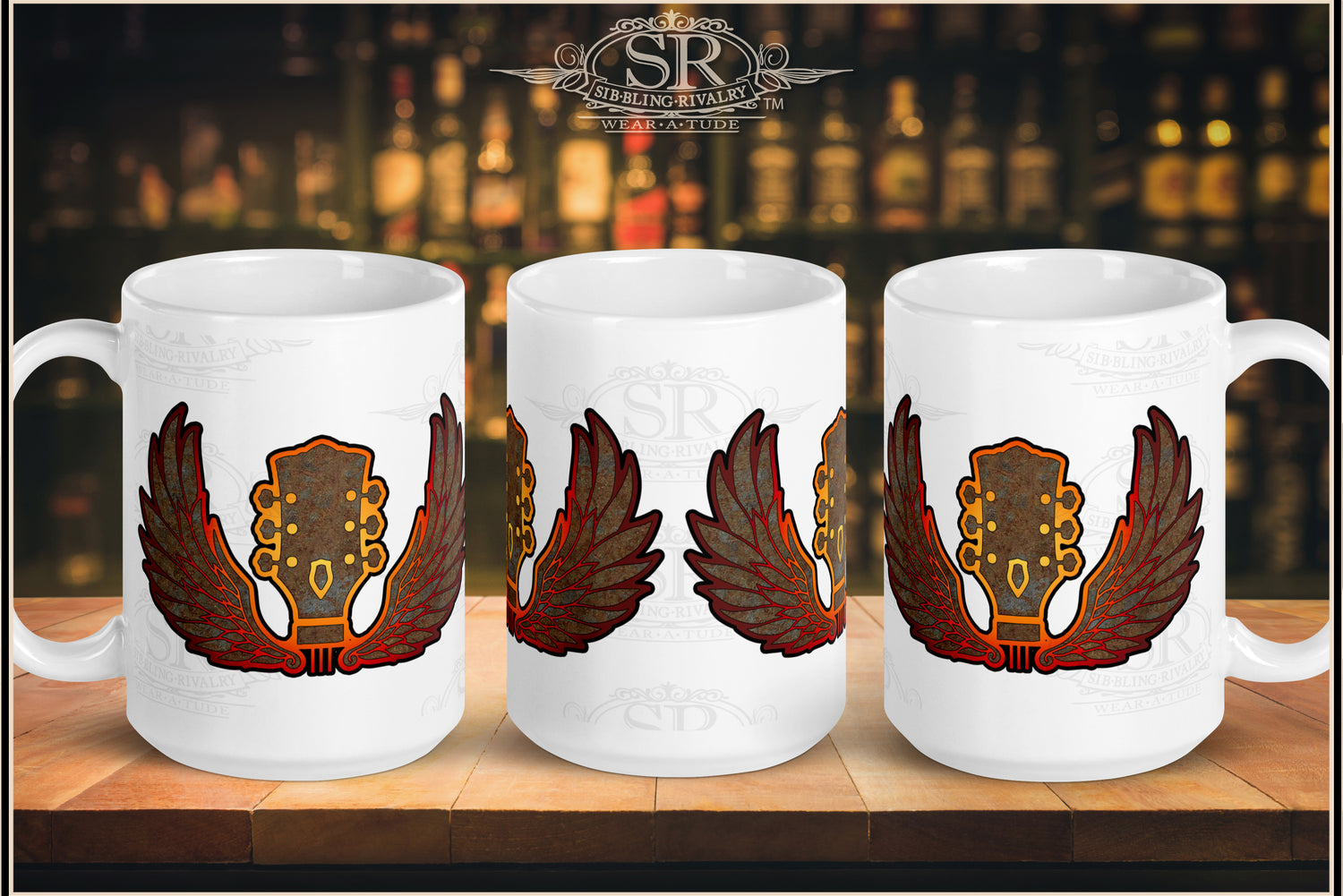 WINGED GUITAR ~ SR 15 oz big coffee mug - SIB.BLING RIVALRY