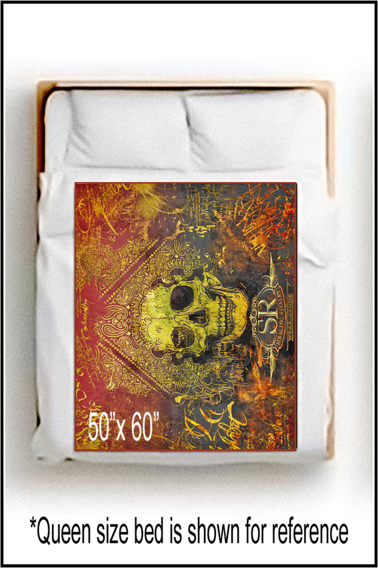 ORANGE GRUNGE SKULL ~ Throw Blanket - SIB.BLING RIVALRY