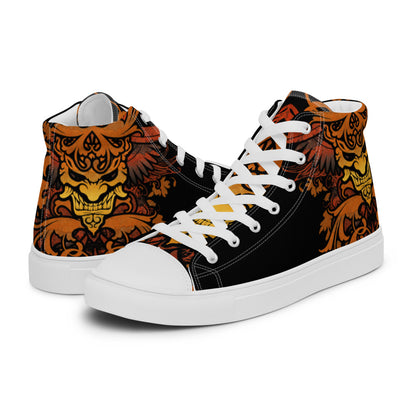 Killer demon art on high top shoes for skaters & rockers