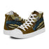Mississippi Saxophone high top mens sneakers created by SR Wearatude, SibBling Rivalry Design. Great for harmonica players, Blue tunes for your feet, Unique edgy print for your stage clothing.