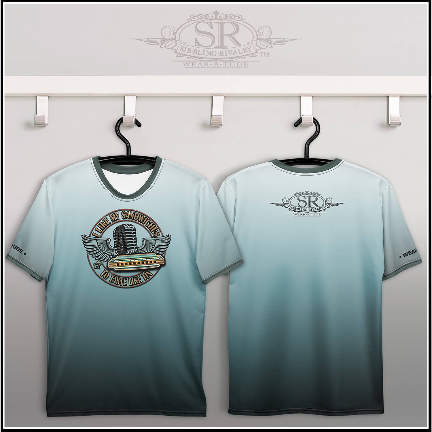 TIN SANDWICH ~ Harmonica Crew Neck T-shirt - SIB.BLING RIVALRY