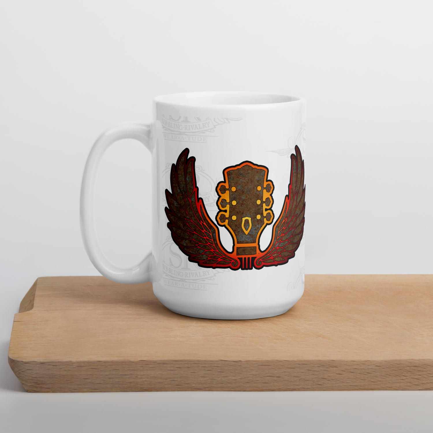 WINGED GUITAR ~ SR 15 oz big coffee mug - SIB.BLING RIVALRY